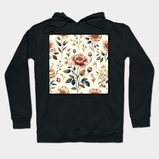 Simple Neutral Vintage Flower Pattern Hoodie